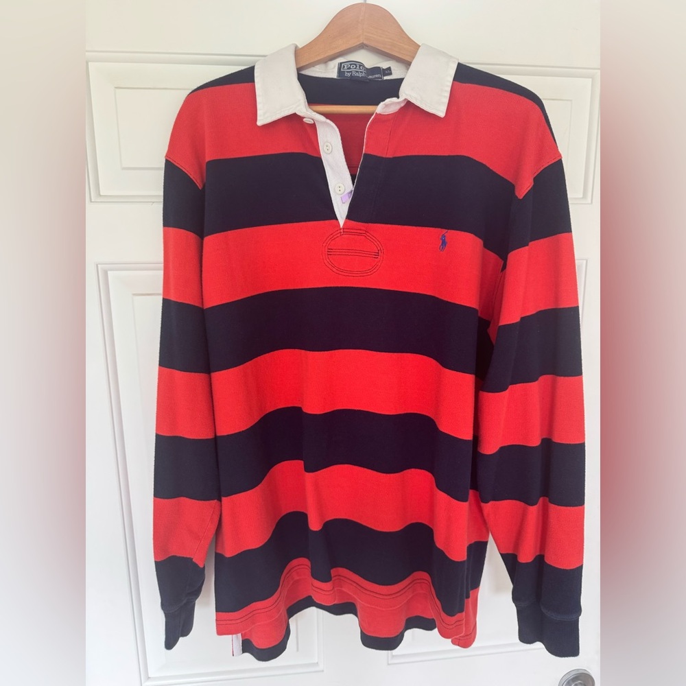 Men’s Vintage Ralph Lauren Polo Rugby XL Excellent! Red Navy